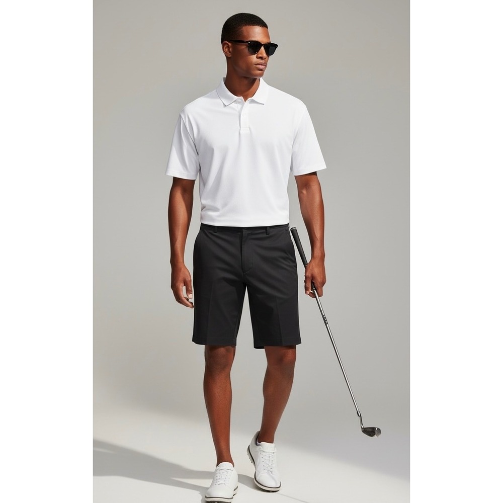 NEW Mens Size 34 Black Tailored Golf‎ Performance Shorts Cotton